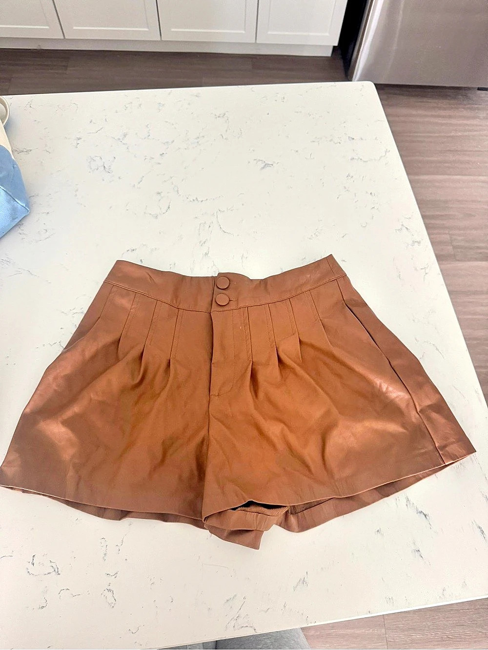 DO+BE High Waist Faux Leather Shorts Brown Medium